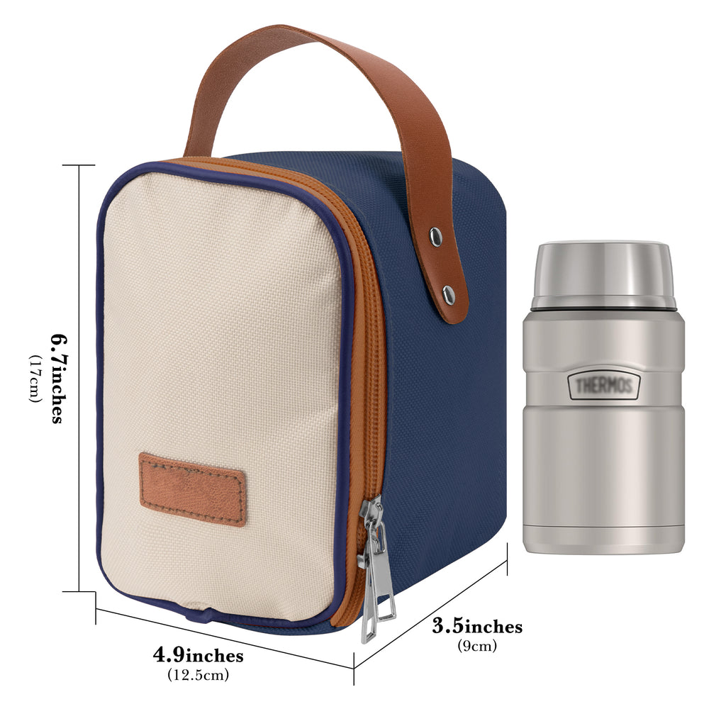 Linkidea Insulated Food Jar Bag, Thermal Snack Bag, Lunch Cooler Bags for Food Jar, Suitable for Work, Outdoor Picnics, Compatible with THERMOS 16 oz, Bidakid, Serlium, Blockhutte (Blue)