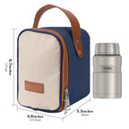 Linkidea Insulated Food Jar Bag, Thermal Snack Bag, Lunch Cooler Bags for Food Jar, Suitable for Work, Outdoor Picnics, Compatible with THERMOS 16 oz, Bidakid, Serlium, Blockhutte (Blue)
