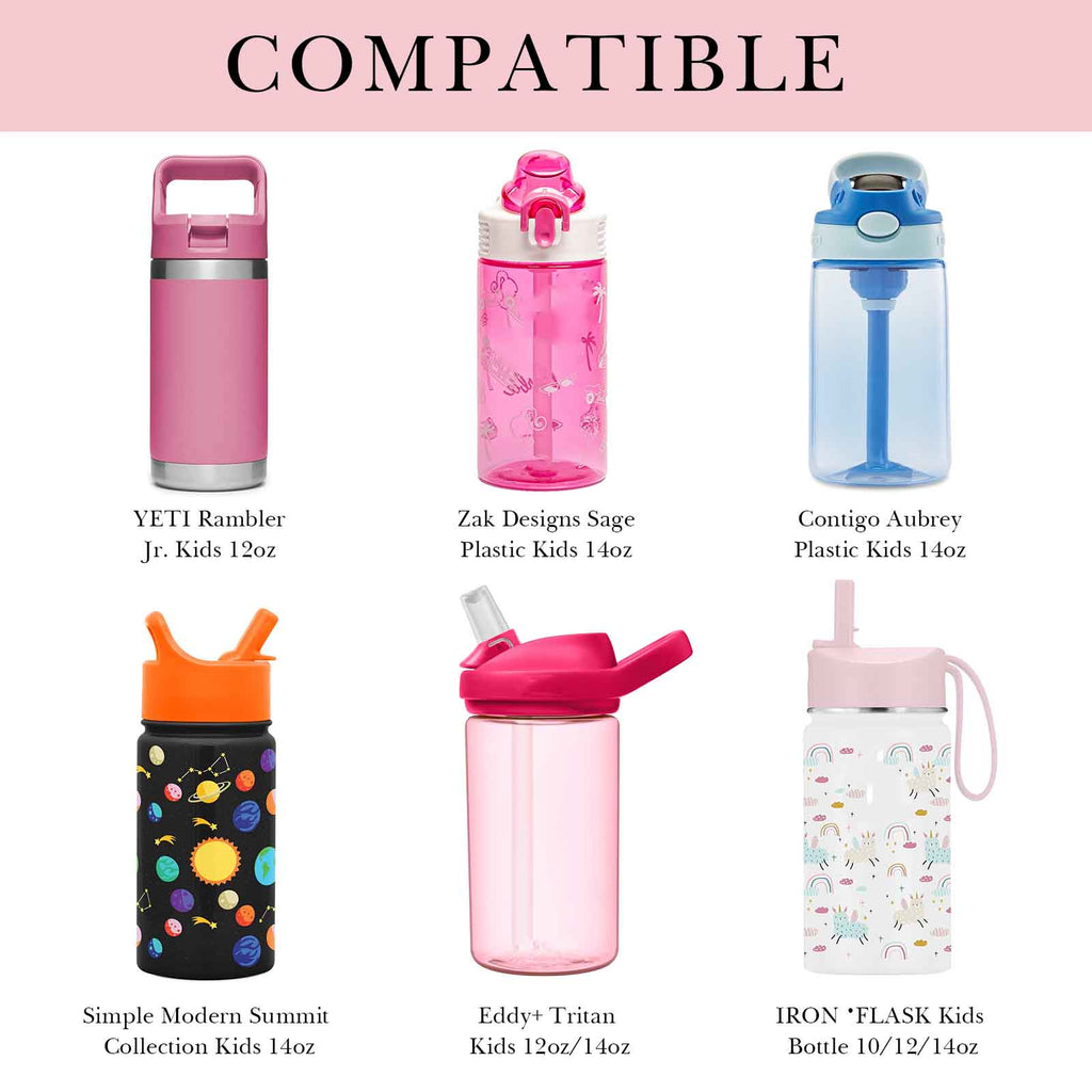 Linkidea Clear Water Bottle Carrier with Strap Compatible with Contigo 14oz, Zak Designs, YETI Rambler Jr. 12oz Kids Bottles, Transparent Waterbottle Sling Bag Holder, Shoulder Strap, Pink