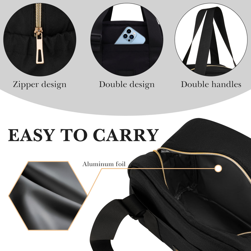 Linkidea Carrying Bag for Electric Heated Lunch Box, Compatible with Crock Pot 28oz, DUPASU 60.8oz, Aotto 32oz, LUNCHEAZE 0.9L, Cordless 1.2L, 1.6L Electric Heated Lunch Box (Black)