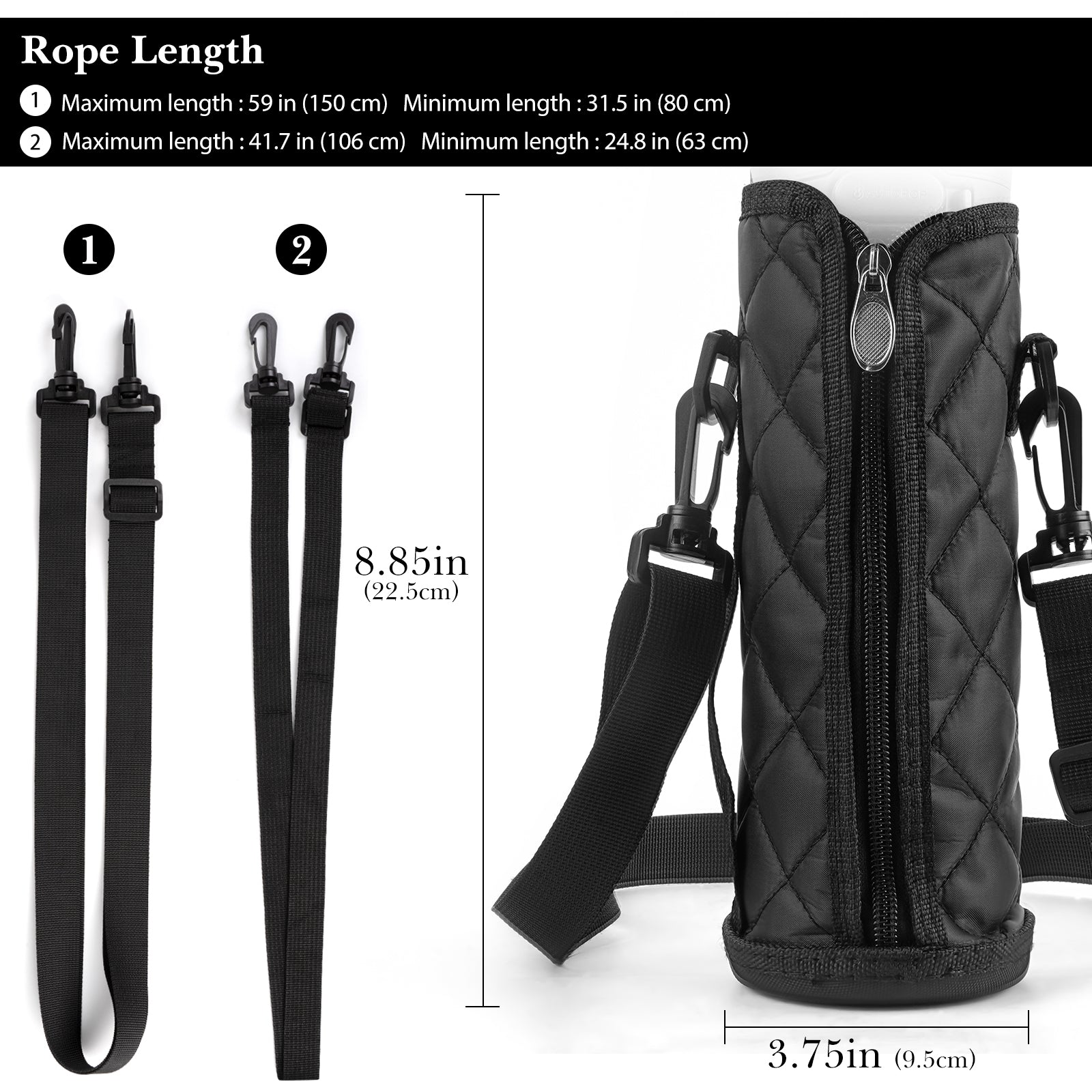 Linkidea Water Bottle Carrier with Strap Compatible with Owala FreeSip 24oz, Stanley Quick Flip Go 24oz, YETI Rambler Bottle 18oz, Waterbottle Sling Bag Holder, Long Shoulder Strap (59'')