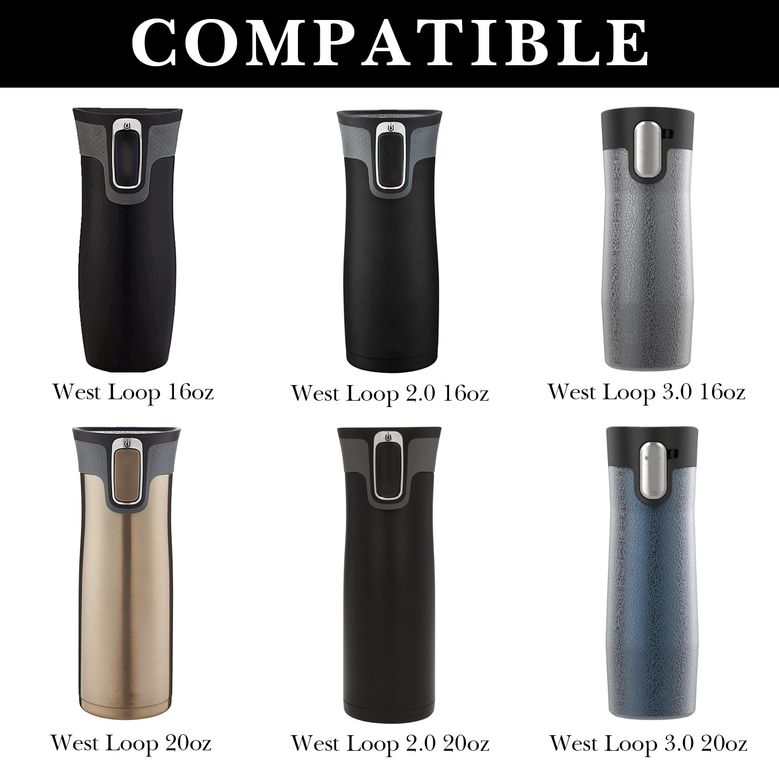 Linkidea 6 Pack Water Bottle Bottom Pad Compatible with Contigo West Loop 1.0/2.0/3.0 16oz/20oz, Silicone Anti-Slip Waterbottle Base Silencer Protector