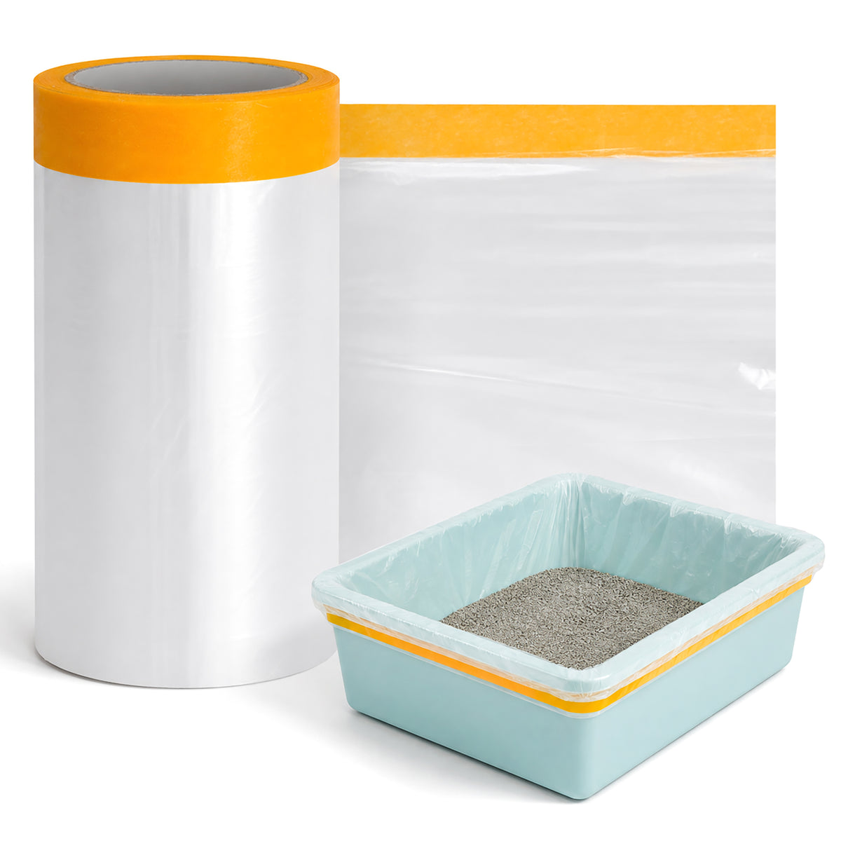 Self-Adhesive Cat Litter Box Liners, Cut-to-Fit Disposable Kitty Litter Pan Liner Sheets, Leak-Resistant Plastic Litter Tray Protector for Custom-Size Cat Boxes