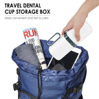 Linkidea 2 Pack Portable Toothbrush Case, 3 in 1 Toothpaste Travel Case Holder, Detachable Travel Toothbrush Holder, Toothbrush Travel Case with Handle (Blue+White)