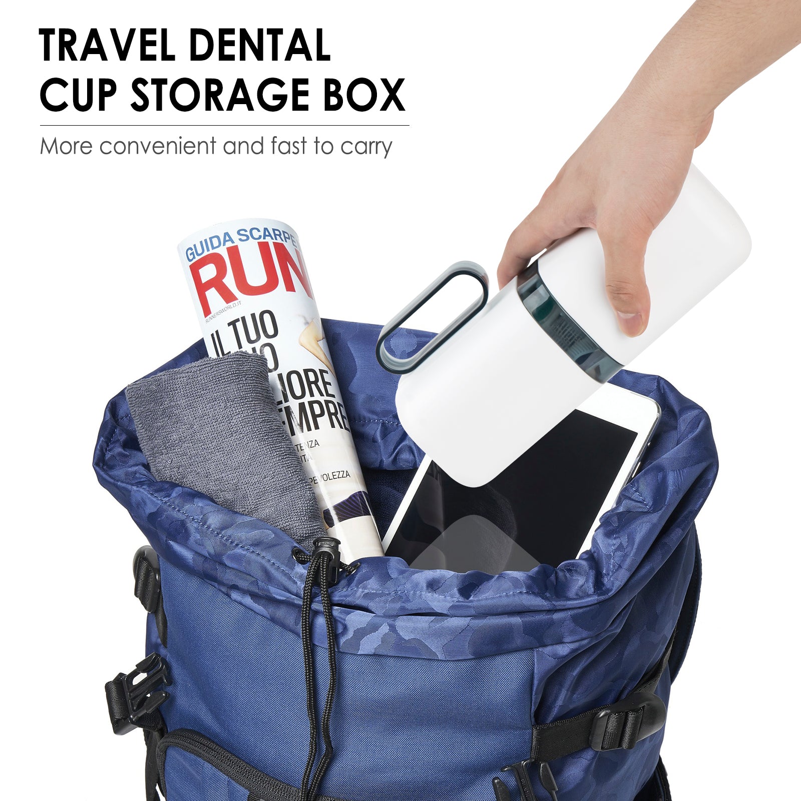 Linkidea 2 Pack Portable Toothbrush Case, 3 in 1 Toothpaste Travel Case Holder, Detachable Travel Toothbrush Holder, Toothbrush Travel Case with Handle (Blue+White)