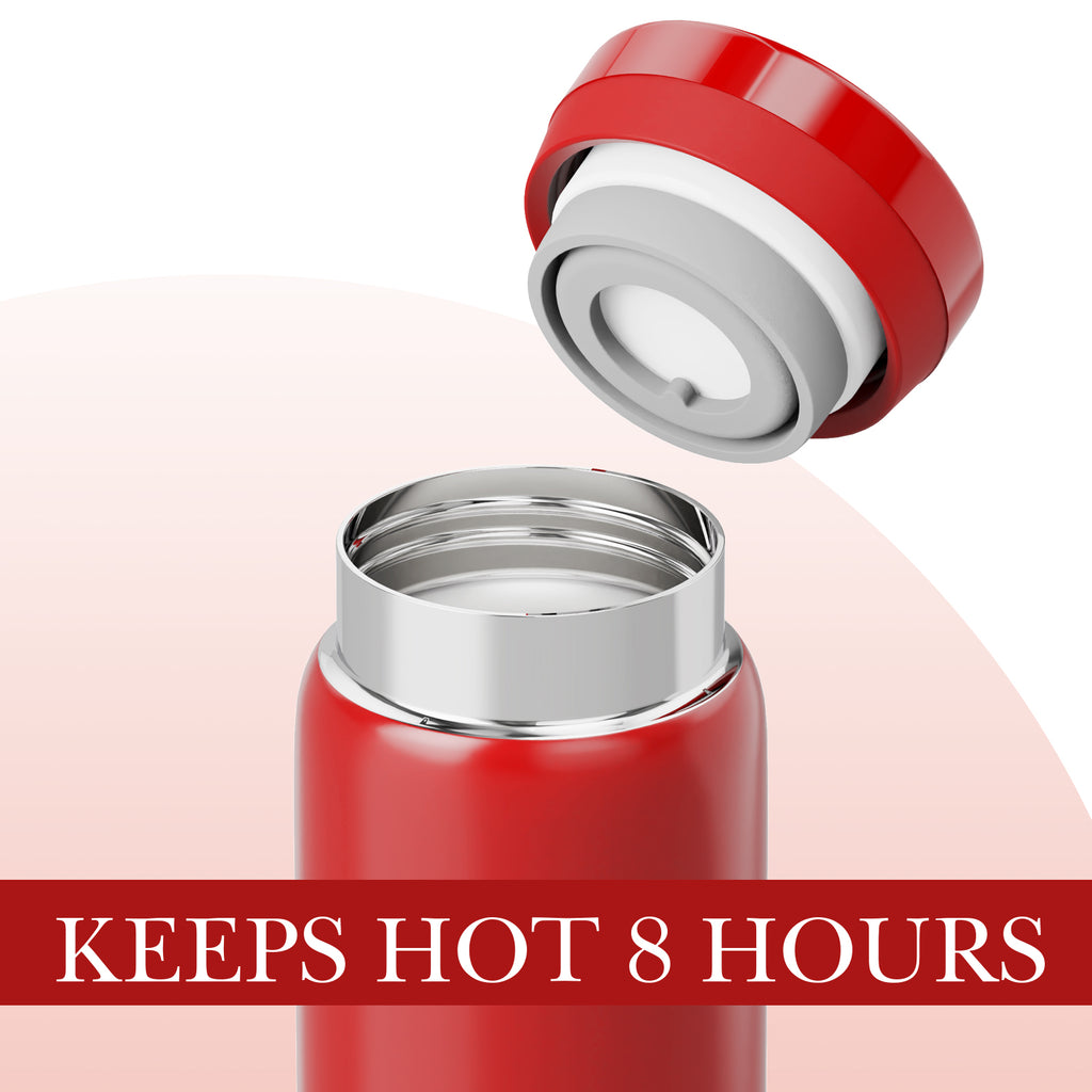 Linkidea 7oz (200ml) Mini Water Bottle, Vacuum Insulated Stainless Steel Bottle for Hot & Cold Drinks, Spill-Proof Small Bottle Fit Handbag, Purse and Pocket (Red)