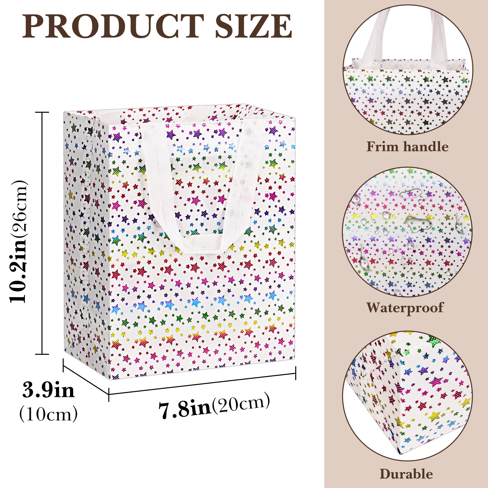 Linkidea 12 Pack Reusable Gift Bags with Handles, 10.2"x7.9" Large Size Gift Wrap Bags, Personalized Gift Wrap Bags for Birthday, Party, Wedding, Shopping, Return Gifts (Multi)
