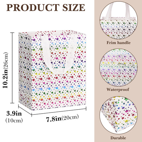 Linkidea 12 Pack Reusable Gift Bags with Handles, 10.2"x7.9" Large Size Gift Wrap Bags, Personalized Gift Wrap Bags for Birthday, Party, Wedding, Shopping, Return Gifts (Multi)