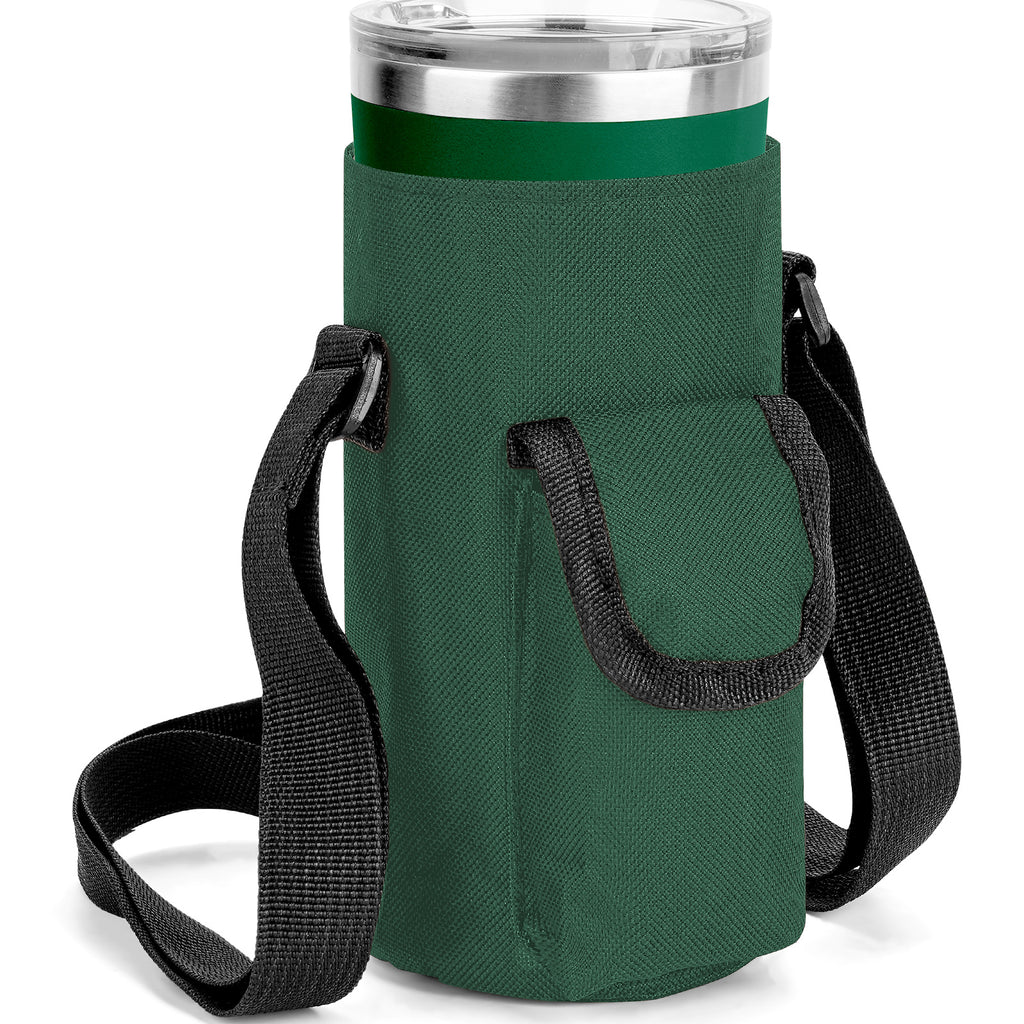 Linkidea Tumbler Carrier with Strap Compatible with YETI Rambler Tumbler 20oz, IRON °FLASK Classic Tumbler 2.0 20/24oz, Coffee Mug Sling Bag Holder, Shoulder Strap with Pocket, Army Green