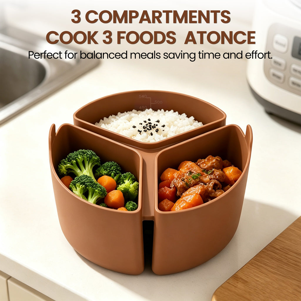 Linkidea 3-Compartment Silicone Rice Cooker Divider Insert Compatible with Zojirushi NL-AAC10, NS-TSC10, NS-WPC-10, NS-WAC10, Partition Tray for Separate Cooking, Dishwasher Safe