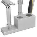 Linkidea Aluminum Alloy Razor Stand with Drainage Base , Compatible with Vikings Blade, Merkur Safety Razors, Collector Display Stand & Bathroom Organizer Gift for Men (Silver)