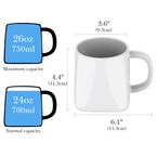 Linkidea Oversized Ceramic Coffee Mug, 24oz Extra Large Square Bottom Mug with Handle, Big Large Teacups Drinking Cup for Home and Office, Microwave and Dishwasher Safe, White