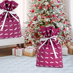Linkidea 4 Pack Reusable Drawstring Gift Bags, Present Storage Bag for Birthday, Christmas, Non-Woven Fabric Gift Wrap Tote Bag for Kids Party Compatible with LEGO Toys (Size L/ Purple)