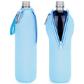 Linkidea 2 Pack Disposable Water Bottle Sleeve Compatible with Smartwater 33.8 Fl Oz, LIFEWTR 33.8 Fl Oz, Insulated Neoprene Plastic Bottled Water Cover with Lockable Zipper, Light Blue