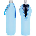 Linkidea 2 Pack Disposable Water Bottle Sleeve Compatible with Smartwater 33.8 Fl Oz, LIFEWTR 33.8 Fl Oz, Insulated Neoprene Plastic Bottled Water Cover with Lockable Zipper, Light Blue