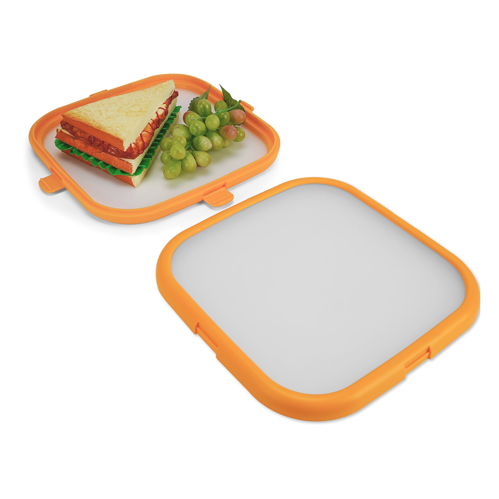Linkidea Silicone Food Container with Lids, 9.8" Square Fruit and Vegetable Keeping Fresh Box, Transparent Visual Food Storage Box Fits Daily Use in Kitchen, Microwave and Fridge Safe (Yellow)