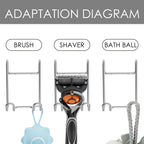 Linkidea Shower Caddy Shelf Hooks, Stainless Steel Wall Mounted Hanger Organizer for Loofah, Body Brush, Razor, Bath Sponge, Towel, Rust Resistant Bathroom Storage, Silver 4 Pack