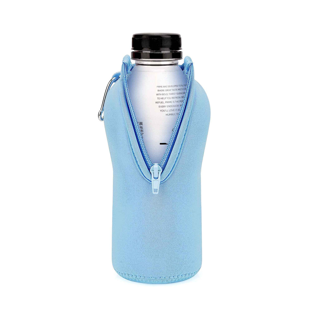 Linkidea Disposable Water Bottle Sleeve Compatible with 16.9Fl Oz PRIME Hydration, BODYARMOR, Gatorade Fit, Insulated Neoprene Plastic Sports Drink Cover with Lockable Zipper, Light Blue