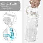 Linkidea 55oz Tritan Water Bottle with Strap & Handle, Reusable Sports Waterbottle with Time Marker, Portable Large Water Bottles for Gym Fitness Outdoor, Shoulder Strap (White & Clear)