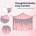 Corner Fleece Hideout Hammock for Small Animals, Cozy Hanging Cage Bed with Tassel Curtain, Soft Habitat Shelter with 3 Metal Hooks for Guinea Pigs, Rabbits, Ferrets, Chinchillas, Rats