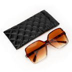 Extra Large Sunglasses Pouch Case, 2 Pack Vegan Leather Oversized Glasses Organizer Soft Bag Compatible with Rayban RBS0101S/RB8097/RB8089 Persol PO3352S/PO3328S/PO3311S