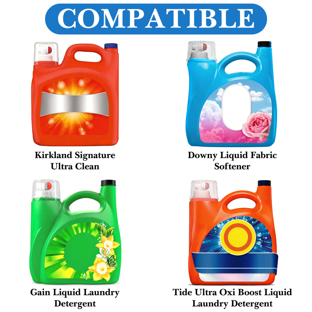Linkidea 2 Pcs Laundry Detergent Pump Dispenser, 360° Rotating Pump Head Fits 1.45'' - 1.5'' Standard Neck, Compatible with Tide Ultra Oxi, Gain Original, Kirkland Ultra Clean, Downy Soft