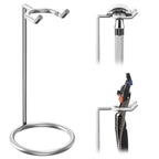 Linkidea Stainless Steel Razor Stand, Deluxe Men's Travel Shaver Holder, Shaving Support Compatible with Long Handle Safety Razor, Fusion 5, ProShield, Mach 3 (Silver/Polished Chrome)