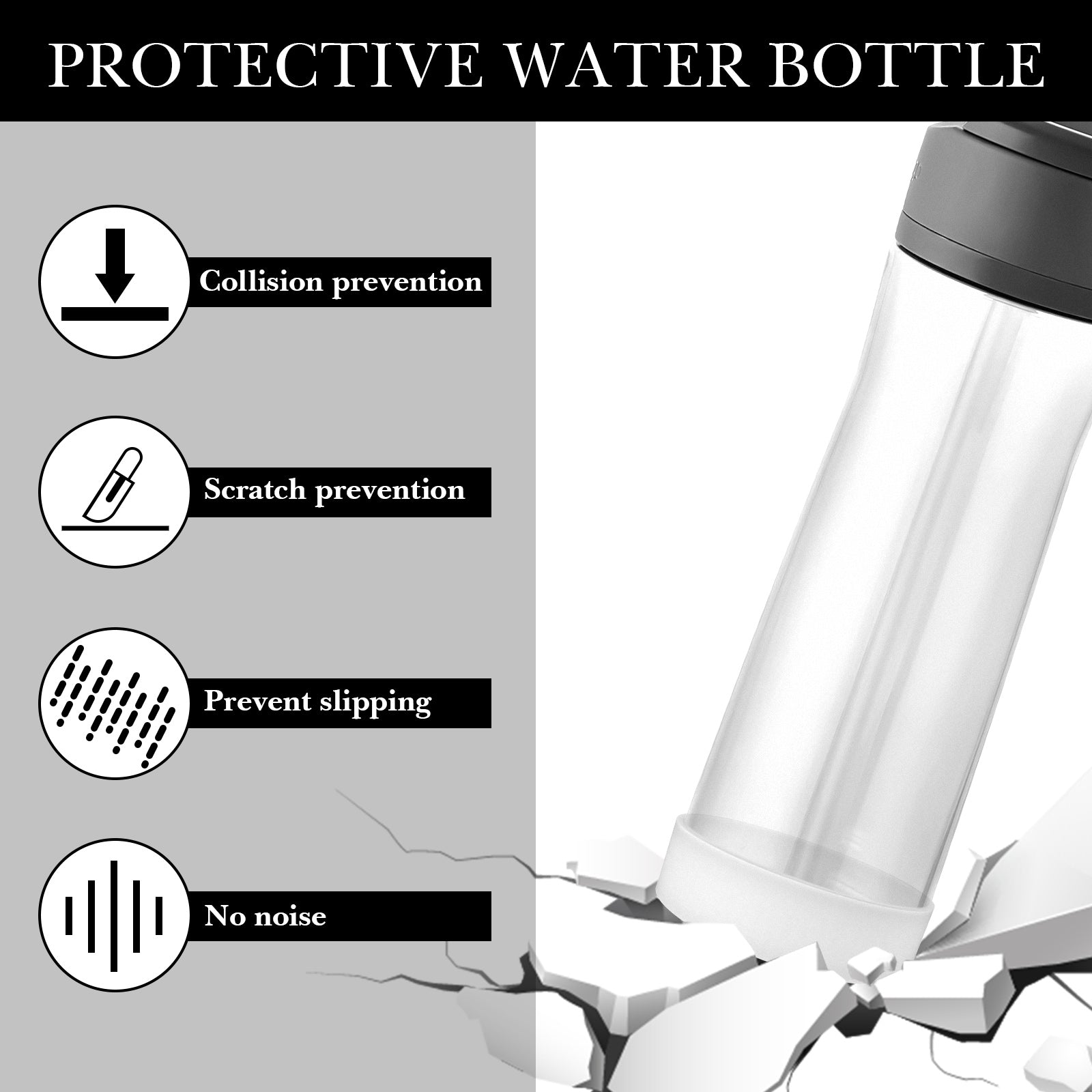 Linkidea 2 Pack Water Bottle Boot Compatible with Contigo Jackson Chill 2.0 20oz/24oz, Ashland Chill 20oz/24oz, Silicone Anti-Slip Bottle Bottom Bumper Protector (Clear White)