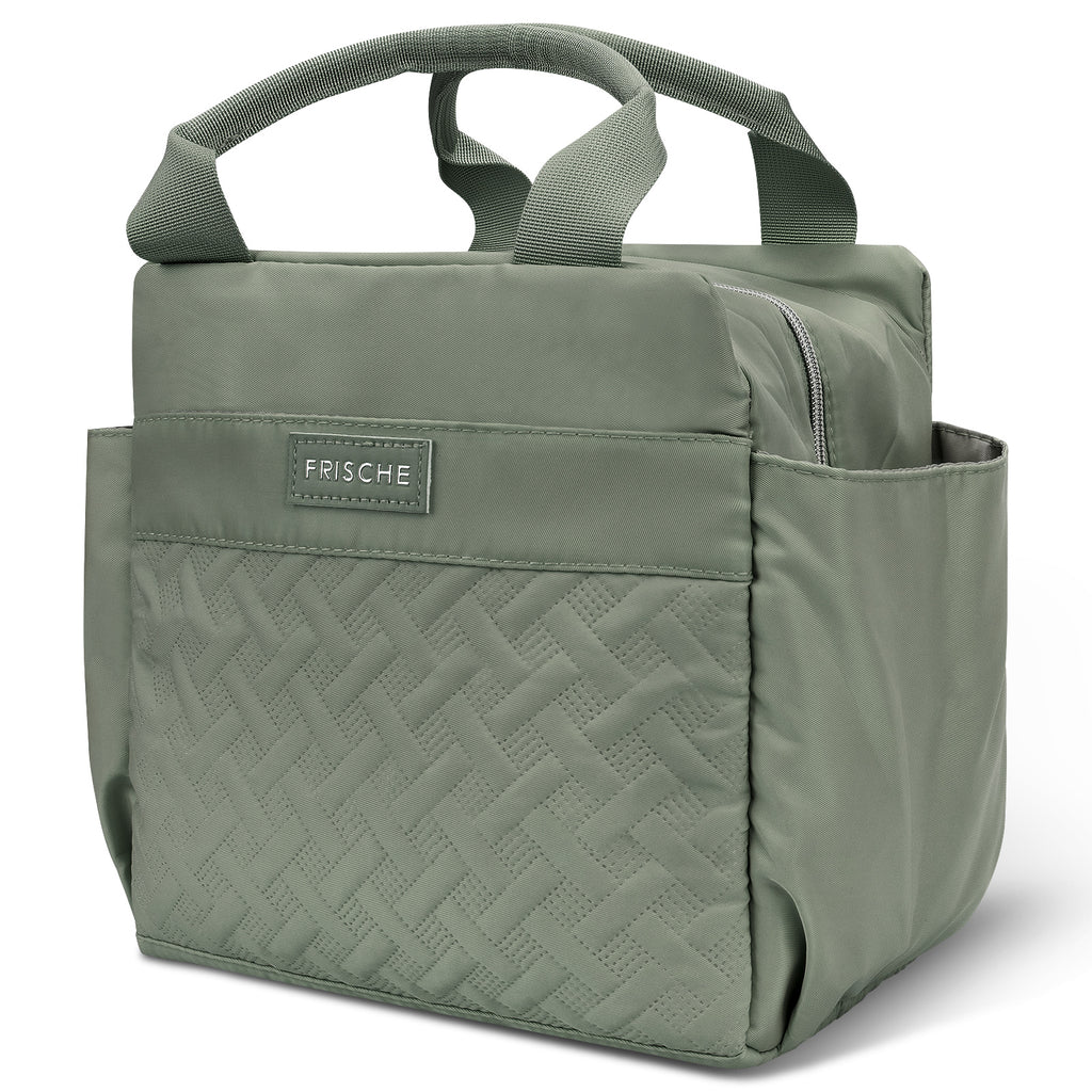Linkidea Lunch Bag for Women, Large Leak Proof Lunch Tote Cooler, Lunch Tote Bag with Bottle Holder and Side Pockets, Compatible with NatraProw, LOVINA, Caperci (Military Green)