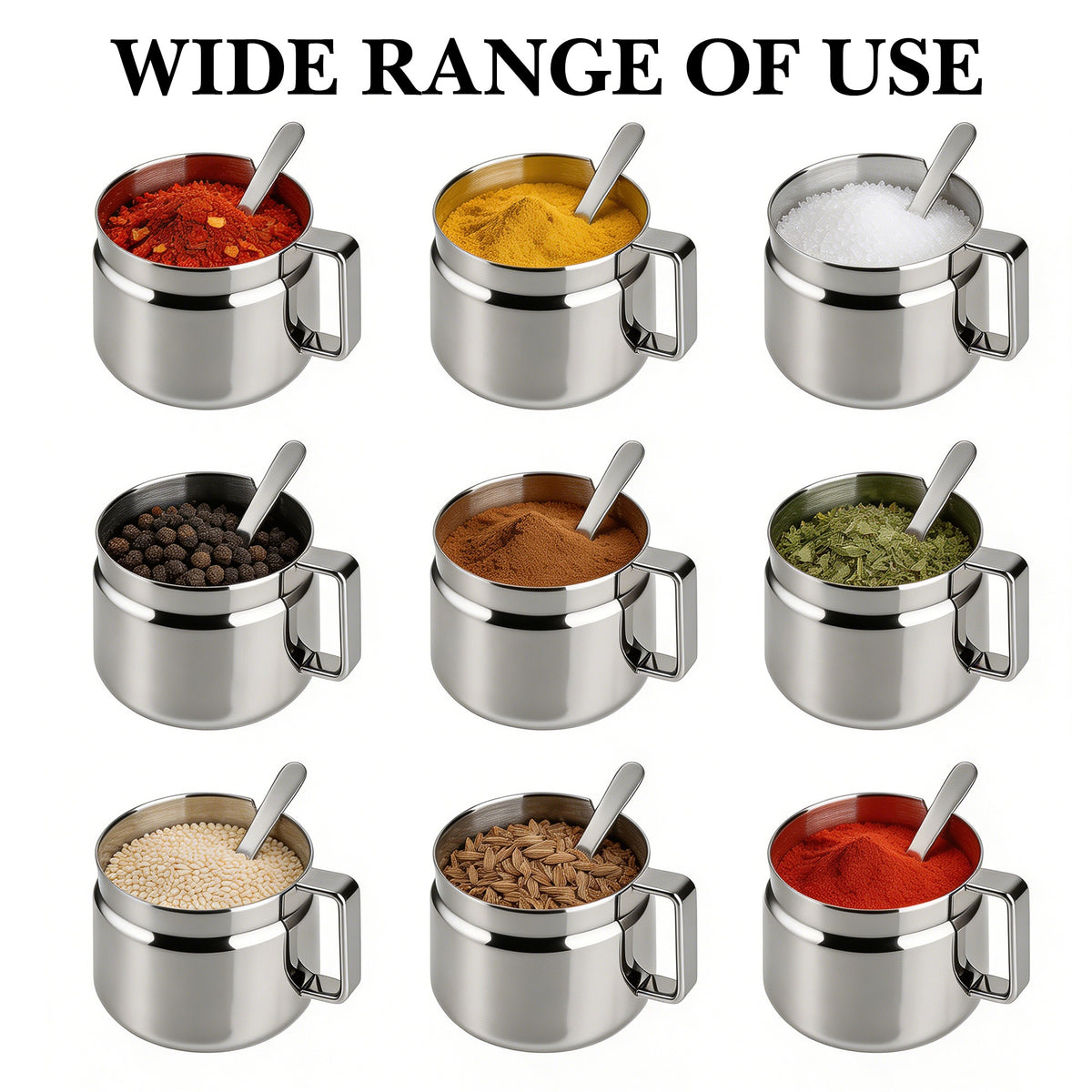 Linkidea 500ml 304 Stainless Steel Chili Oil Container with Lid & Spoon, Dustproof Kitchen Seasoning Jar, Large Capacity Storage Pot for Chili Crisp Sauce
