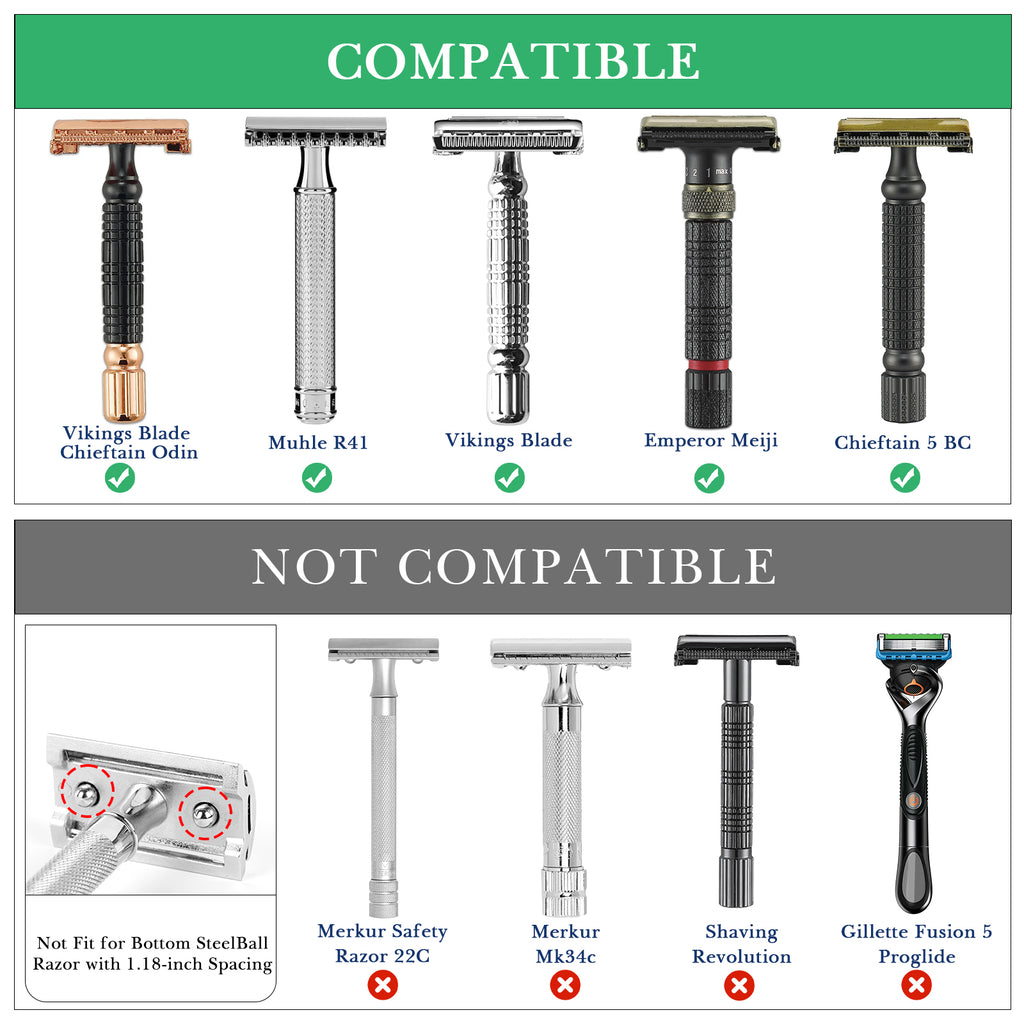 Linkidea Short Handle Safety Razor Stand, Stainless Steel Shaving Razor Holder, Deluxe Men's Travel Shaver Stand, ONLY Compatible with Razor Handle Less Than 3.5'' (Silver/Polished Chrome)