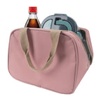 Linkidea Lunch Bag for Adult, Oxford Insulated Lunch Bag with Hand Strap, Large Capacity Lunch Tote Bag with Zipper Fits Daily Use, Compatible with Bentgo Classic, Amathley, Caperci (Pink)