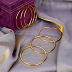 Plus Size Bangle Bracelets Set for Women, Set of 6 Stainless Steel Extra Large Round Golden Bangles Fashion Accessories, 9.2 Inches (XL)