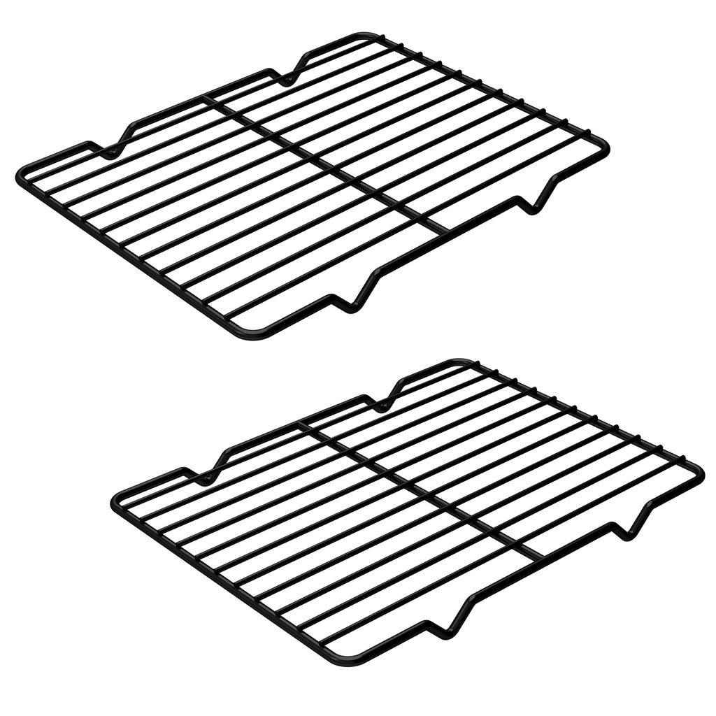 Linkidea Metal Grate Cooling Rack Pack of 2, Stainless Steel Baking Cooling Rack Rectangle 7.8'' x 10.2'', Oven Safe Grid Wire Racks for Roasting Disposable Pan (Black)