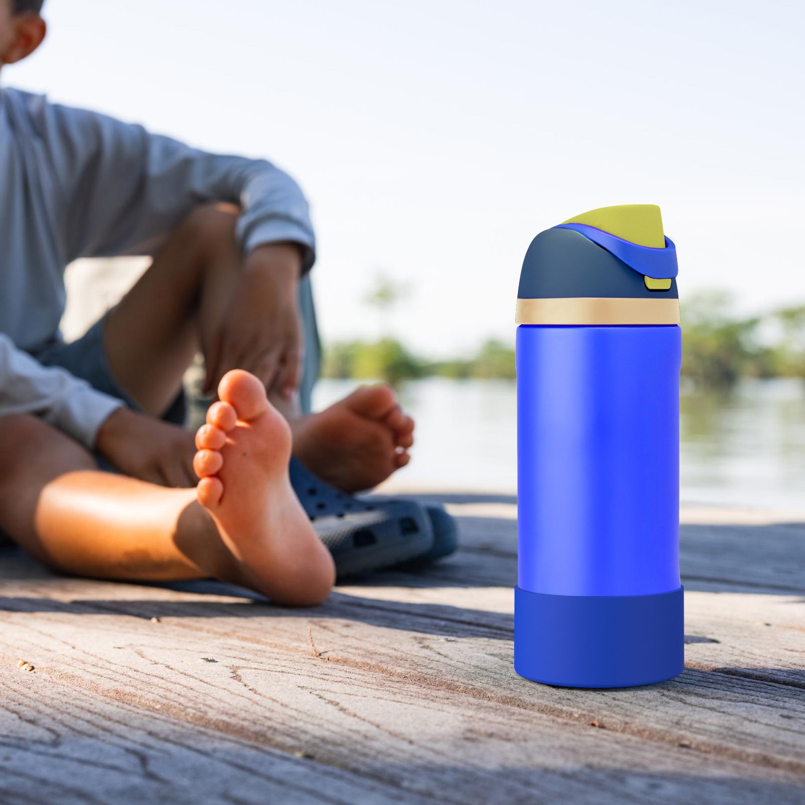 Linkidea 2 Pack Water Bottle Boot Compatible with Owala FreeSip 16oz, FreeSip Tritan 25oz, Silicone Anti-Slip Bottle Bottom Bumper Protector (Navy Blue)