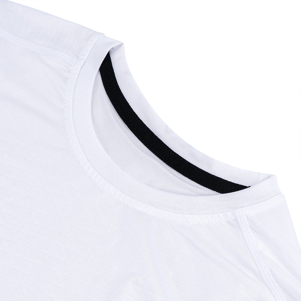Soccer Compression Shirt for Kids, Breathable Moisture Wicking Long Sleeve Undershirt, Athletic Performance Base Layer Cold Weather Shirts for Child Age 8 - 9 (White, Size XS)