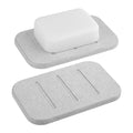 Linkidea 2 Pack Diatomite Soap Dish, Fast Drying Soap Saver, Eco-Friendly Bathroom Accessory, Compact Self-Dry Soap Container (Grey)
