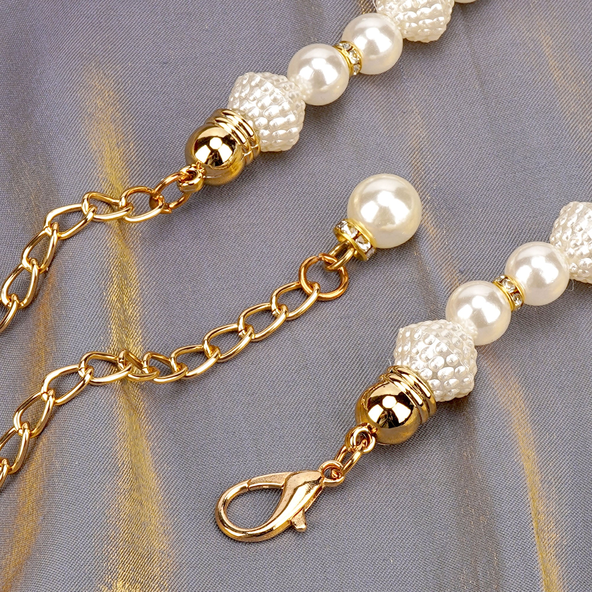 Chain Belt for Women, Gold and White Faux Pearl Waistbands, 31.5-43 Inch Adjustable Body Decorate for Dresses, Party, Casual Wear, Fashion Jewelry Accessory