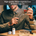 Linkidea Lightweight Cigarette Case, Portable Metal Organizer for Travel, Holds 20 Regular / King Size, Cigarette Storage Tank (Silver)