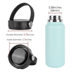 Linkidea Wide Mouth Water Bottle Lid with Handle Compatible with Hydro Flask Wide Mouth 12/16/18/20/32/40/64oz, Waterbottle Replacement Wide Mouth Flex Cap (Black)