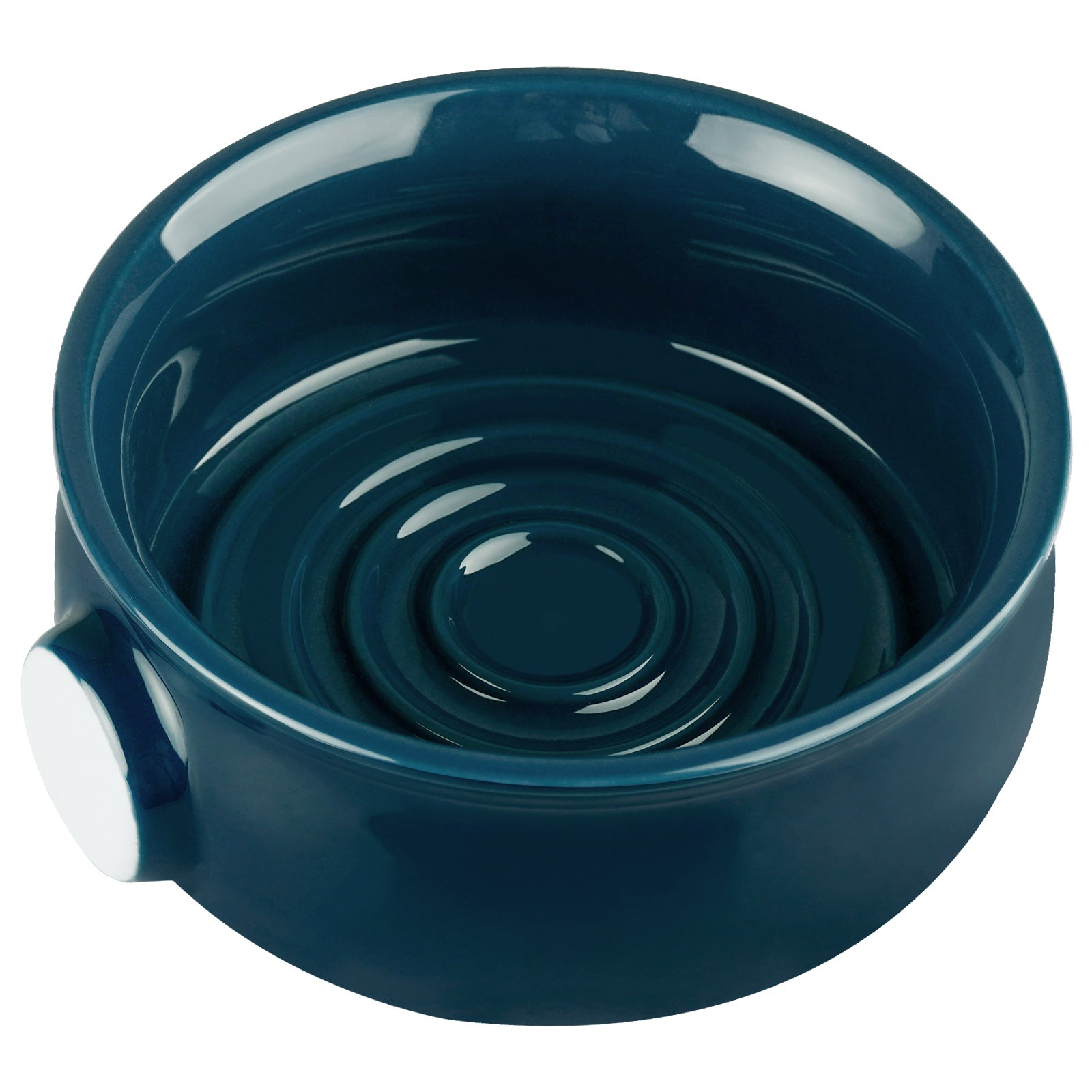 Linkidea Ceramic Shaving Soap Bowl with Non-slip Handle, Wide Mouth, Large Capacity, Easier to Lather Ridges, Wet Razor Shave Cream Bowl for Men (Navy Blue)