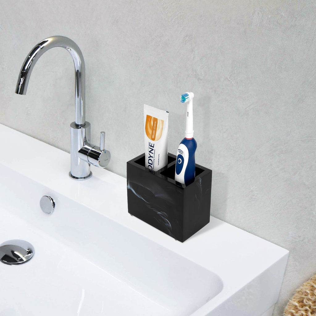 Linkidea Countertop Toothbrush Holder for Bathroom, Resin Brush Stand for Electric Toothbrush and Toothpaste, Organizer Compatible with Oral-B iO Series, Philips Sonicare, Aquasonic(Black)