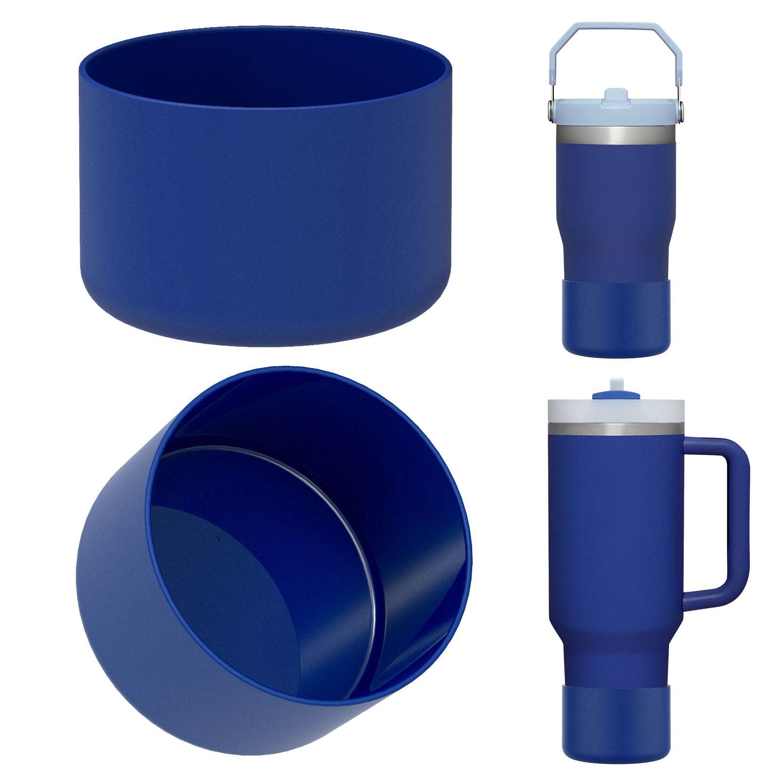 Linkidea 2 Pack Water Bottle Boot Compatible with Stanley Quencher H2.0 20oz/30oz/40oz, IceFlow Flip 20oz/30oz, Silicone Water Bottle Bottom Sleeve Cover Bumper Protector (Cobalt)