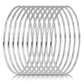 10-Piece Silver Tone Extra-Large Bangle Set for Women, 2.68" Fixed Round Bracelets, Thin Stackable Textured Bangles for Large Hands, Non-Adjustable