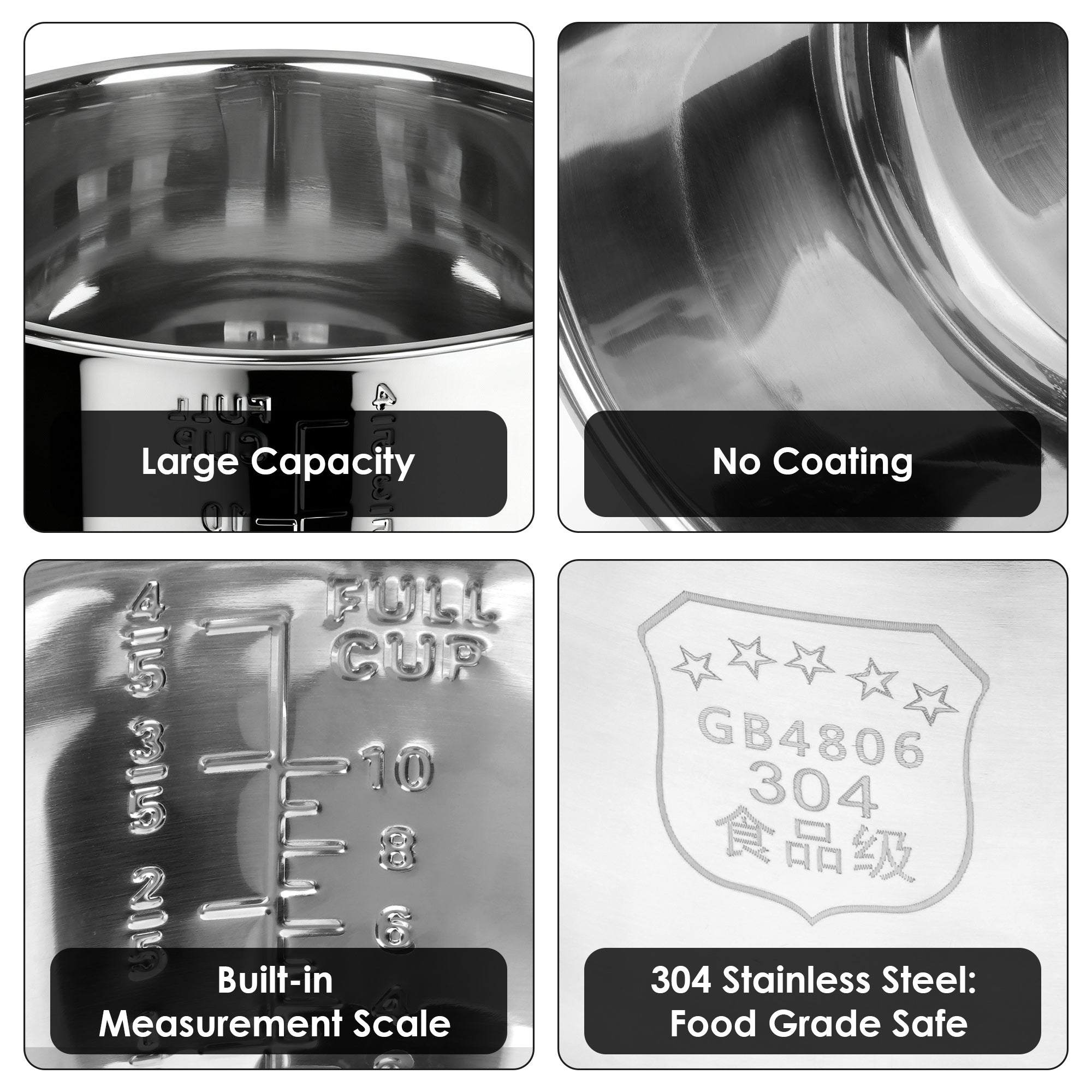 Linkidea Rice Cooker Stainless Steel Inner Pot Compatible with Tiger JBV-A18U, Dishwasher Safe, No Coating Replacement Bowl