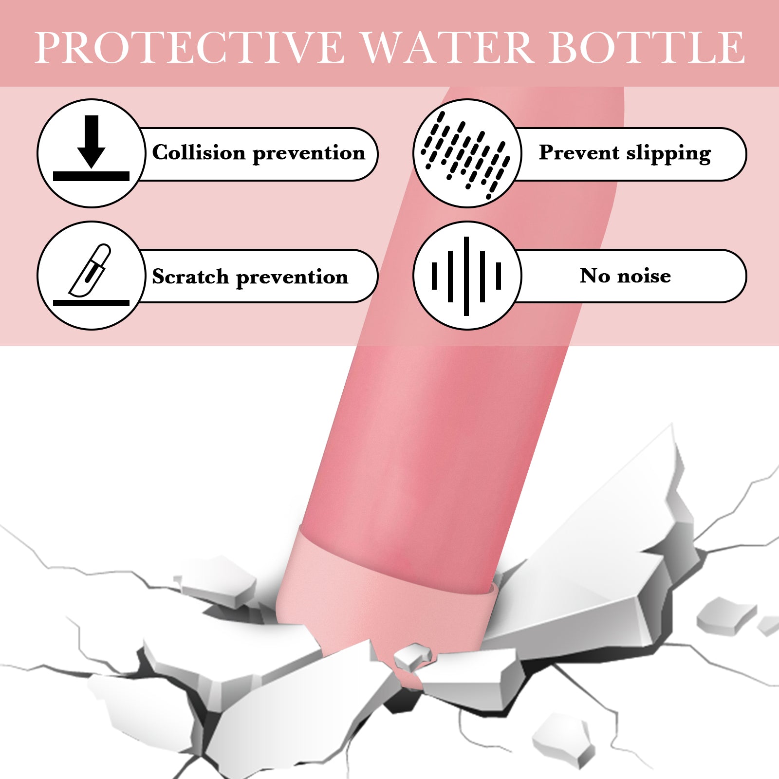 Linkidea 2 Pack Water Bottle Boot Compatible with 25oz S'well ORIGINAL, BJPKPK, Konokyo 25oz Cola Shaped Bottles, Silicone Bottle Boot Bottom Sleeve Protector, Bottle Bumper (Light Pink)