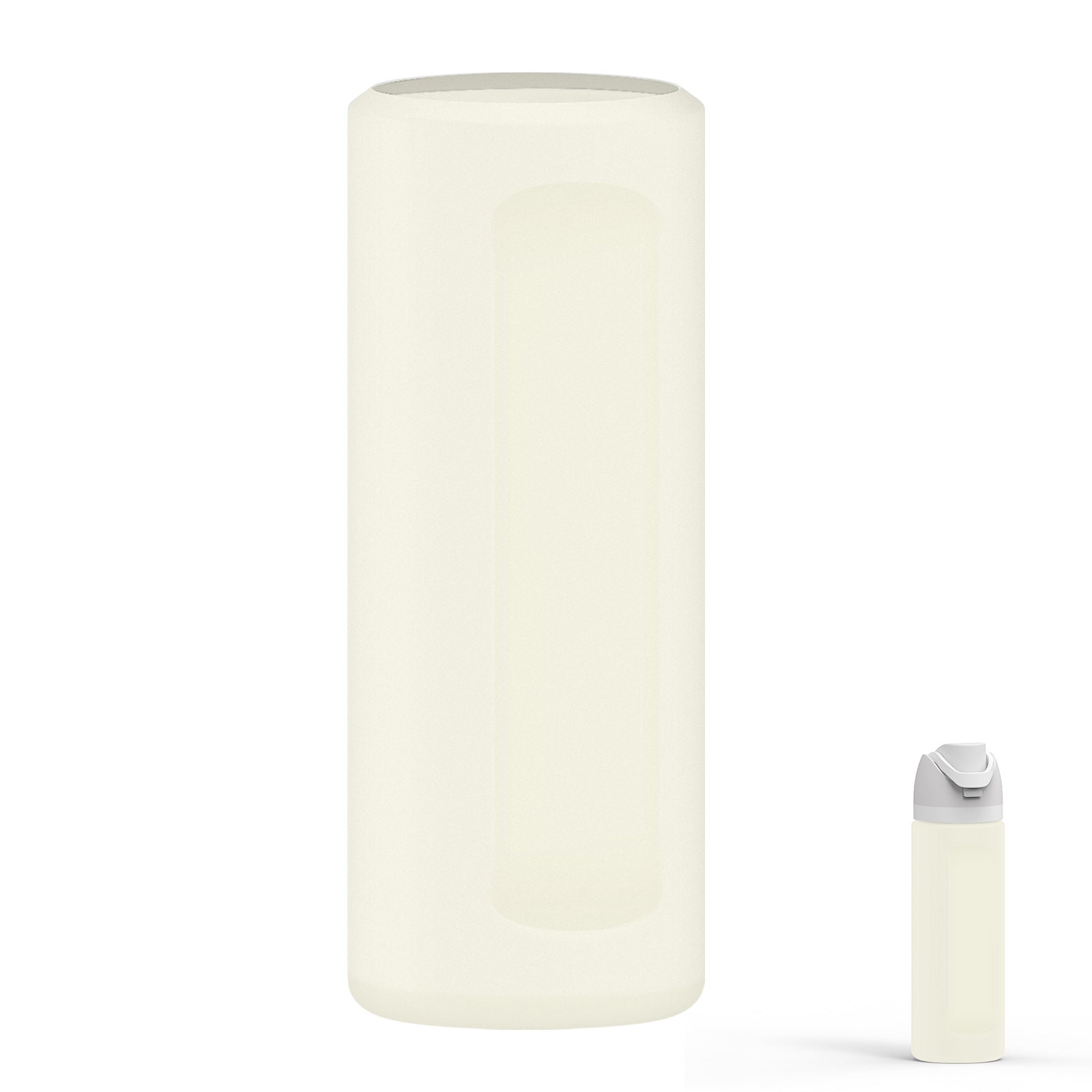 Linkidea Silicone Water Bottle Sleeve Compatible with Owala FreeSip 24oz, Anti-Slip Protector Waterbottle Boot, Bottle Bumper Cover, Off White