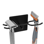 Linkidea Stainless Steel Shower Razor Holder, Wall Mount Safety Razor Stand for Bathroom, Compatible with Gillette Fusion 5 Power, Venus Platinum & ComfortGlide, Merkur MK-23C (Black)