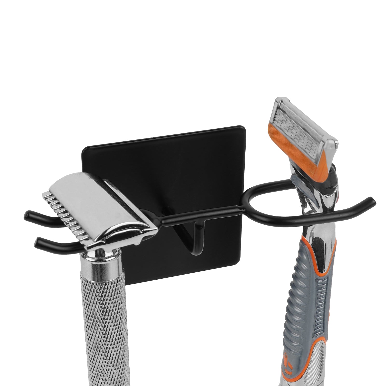 Linkidea Stainless Steel Shower Razor Holder, Wall Mount Safety Razor Stand for Bathroom, Compatible with Gillette Fusion 5 Power, Venus Platinum & ComfortGlide, Merkur MK-23C (Black)