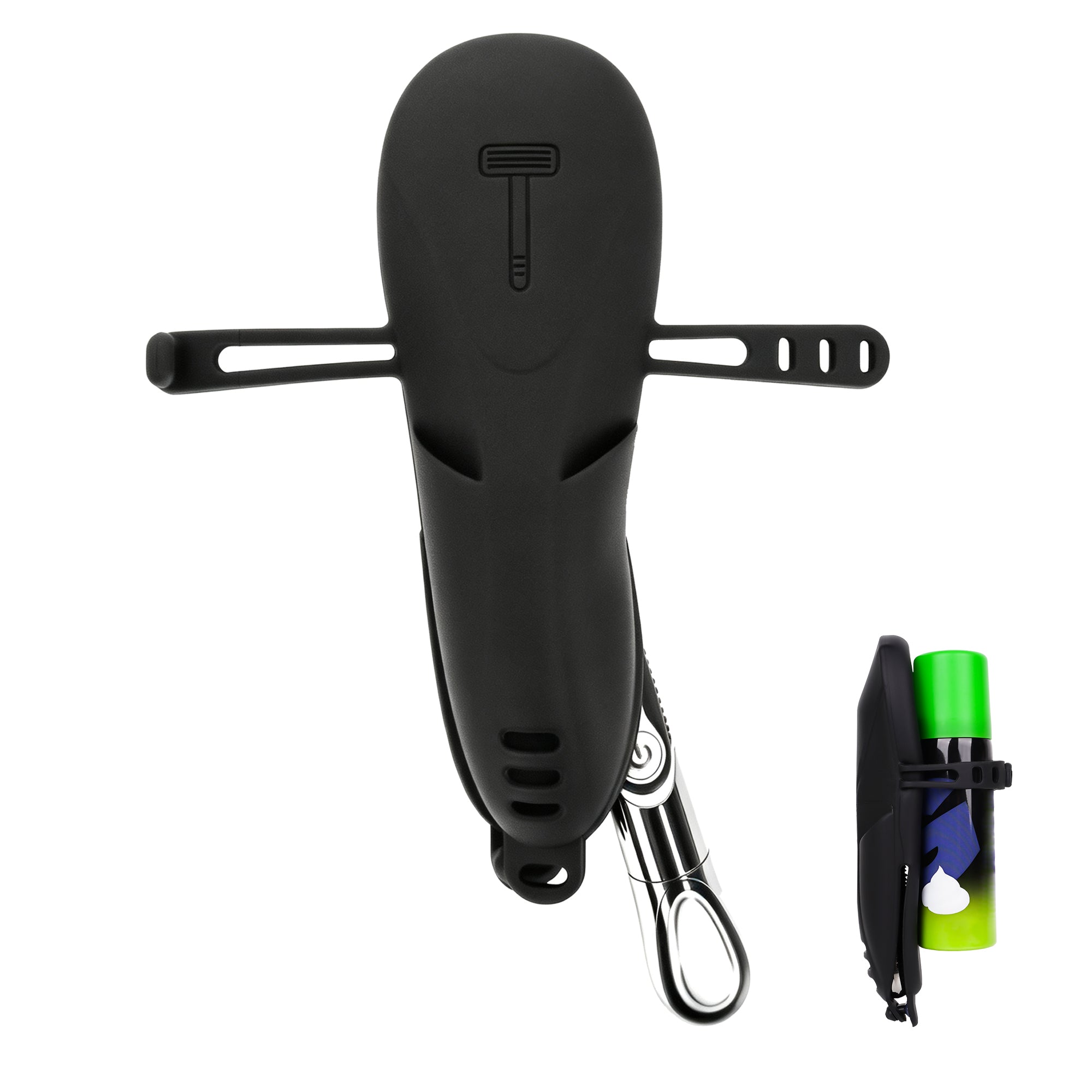 Linkidea Silicone Razor Cover with Fixed Strap, Razor Storage for Travel, Compatible with 2 oz Shaving Gel, Gillette Fusion 5 Power, GilletteLabs with Exfoliating Bar (Black)